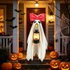 Halloween 23inch Ghost Porch Goose Costume With Bowknot LED Lantern, Scary Halloween Ghost Costume For Lawn Goose Statue Yard Decoration