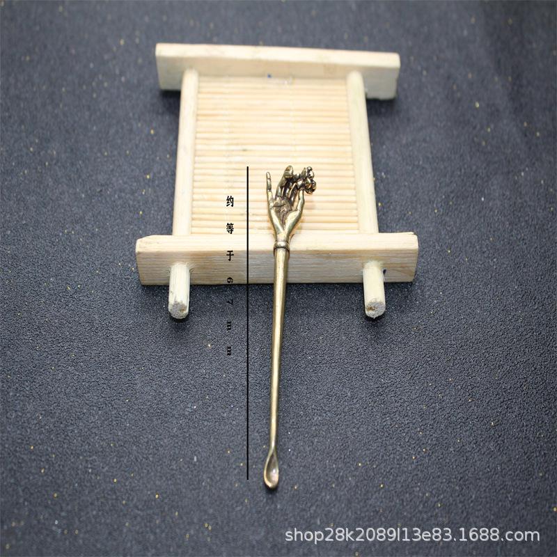 Ложка-прорезыватель для ушей из латуни Lotus Ruyi - брелок-подвеска из чистой меди