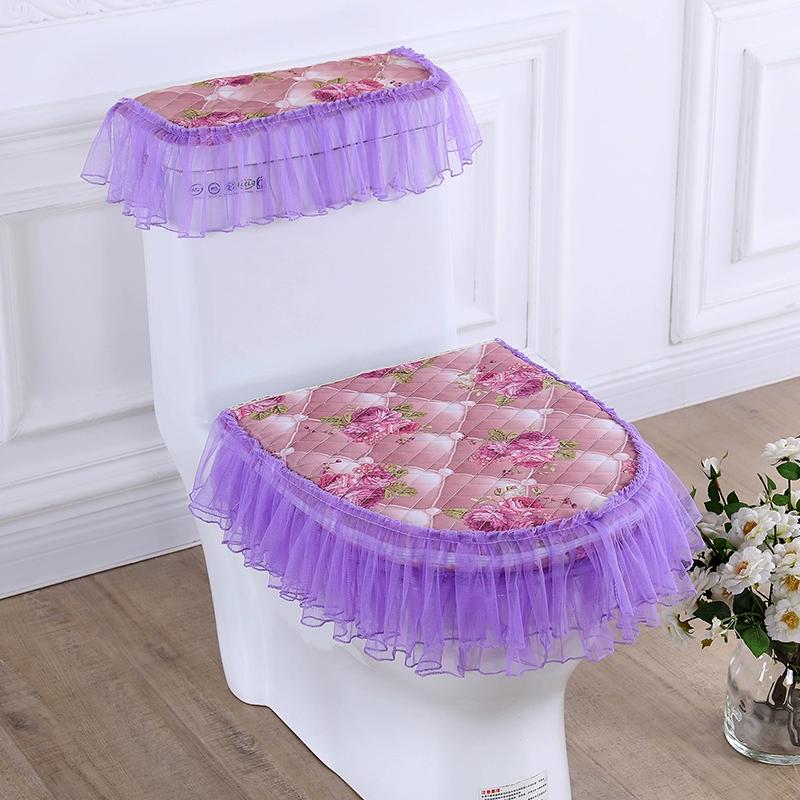 Toilet Cushion 3 Piece Set Lace Detachable Toilet Cover Cloth Dust Cover Toilet Seat Cushion Home Decoration Toilet Cover