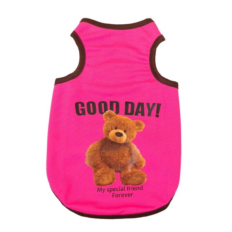 Жилет для домашних животных, одежда для маленьких собак, весна-лето, футболка без рукавов с принтом медведя для щенков и кошек, плюшевые костюмы чихуахуа, товары для домашних животных