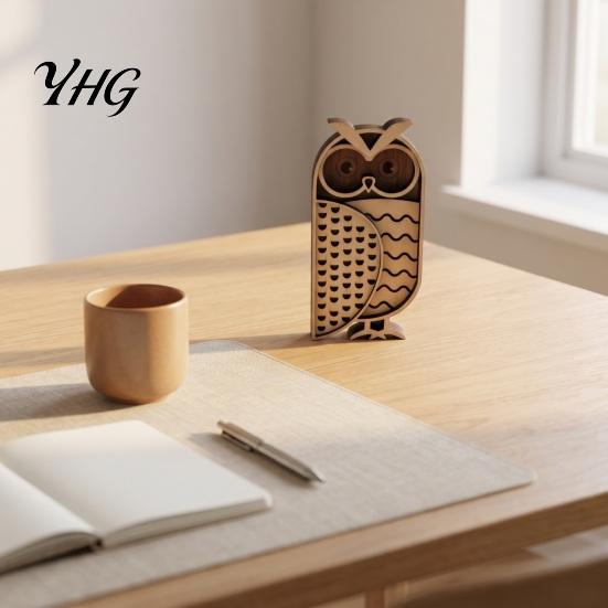 Decorative Wooden Animal Statues Multi Layer Owl Figurine, 3D Layered Crafts, Creative Wood Exquisite Crafts for Living Room Carving Ornaments