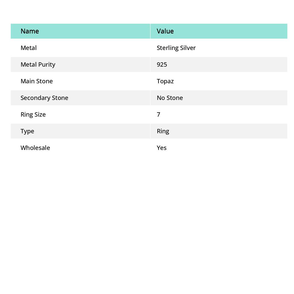 Topaz Gemstone Handmade 925 Sterling Silver Gift Jewelry Ring Size 7 g2T27