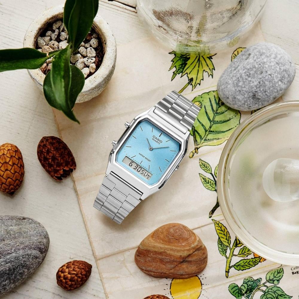 Casio Стандартные наручные часы Серые Aq 230a 2a1mqydf