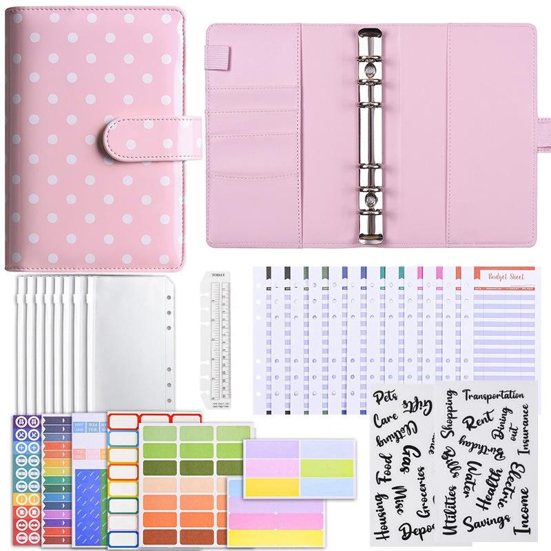 New A6 Pu Leather Notebook Binder Refillable 6 Ring Budget Binder For A6 Filler Paper, Loose Leaf Personal Planner Binder Cover