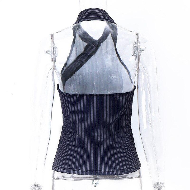 2023 Summer Sexy Y2k Crop Tank Tops Streetwear Halter T-shirt For Women Irregular Diagonal Buckle Vest Blouse Party Teens 24819