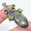 Natural Labradorite, Peridot 925 Sterling Silver Jewelry Pendant 2.36" L6o68