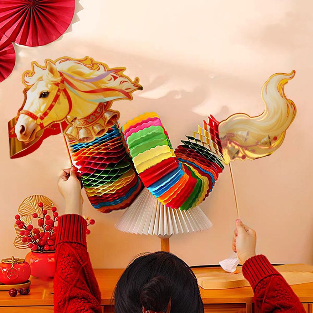 Мультяшный китайский бумажный танцующий конь 3D Новогоднее украшение Дракон Конь Игрушка Декор для гостиной дома