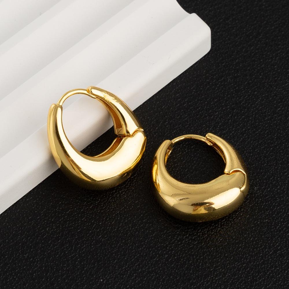 Гладкие металлические массивные серьги-кольца с позолоченным кольцом и пряжкой для ушей, круглые серьги для женщин