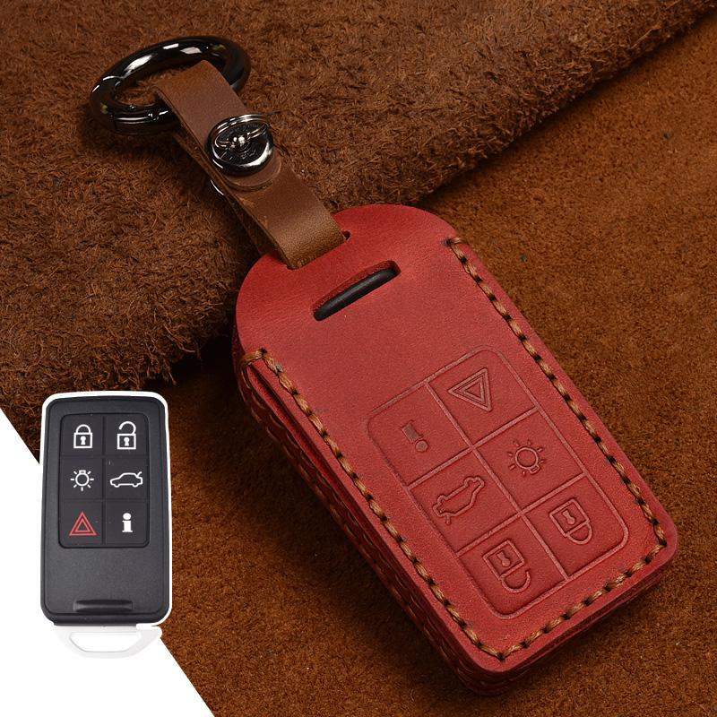 Leather Car Key Cover Full Case For Volvo S60 S80 V60 XC60 XC70 S60L V40 XC90 Keychain Remote Auto Accessories Ring Protector