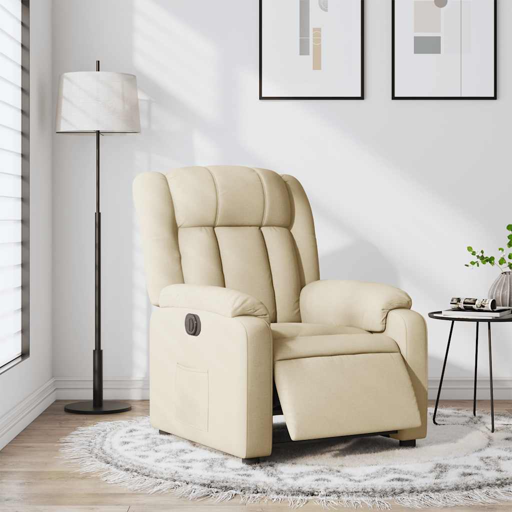 Electric Recliner Chair Cream Fabric