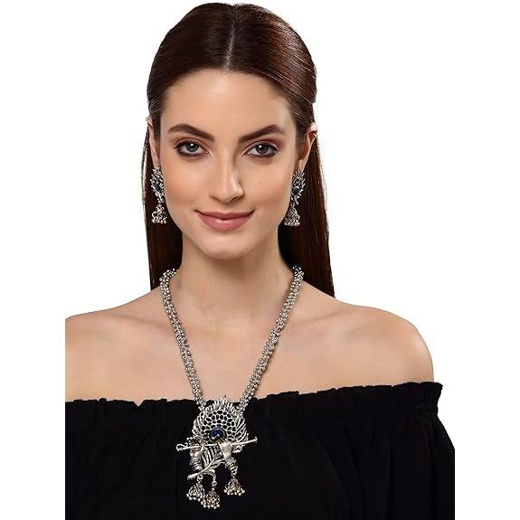 Модный новейший стильный традиционный набор украшений из окисленного серебра для женщин