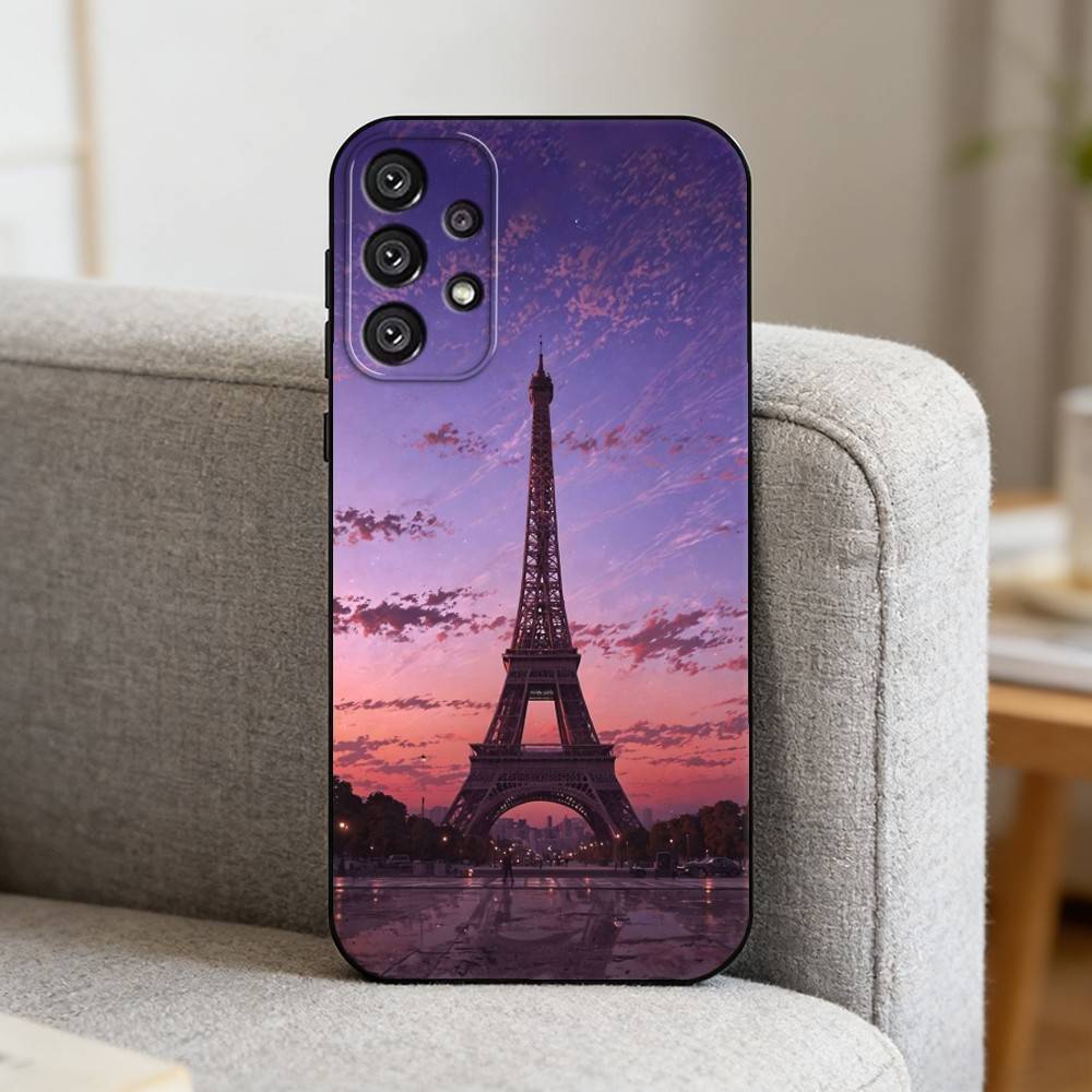 E-Eiffel T-Tower Phone Case For Samsung S25,S24,S21,S22,S23,S30,Ultra,S20,Plus,Fe,Note,10,9,5G Black Cover
