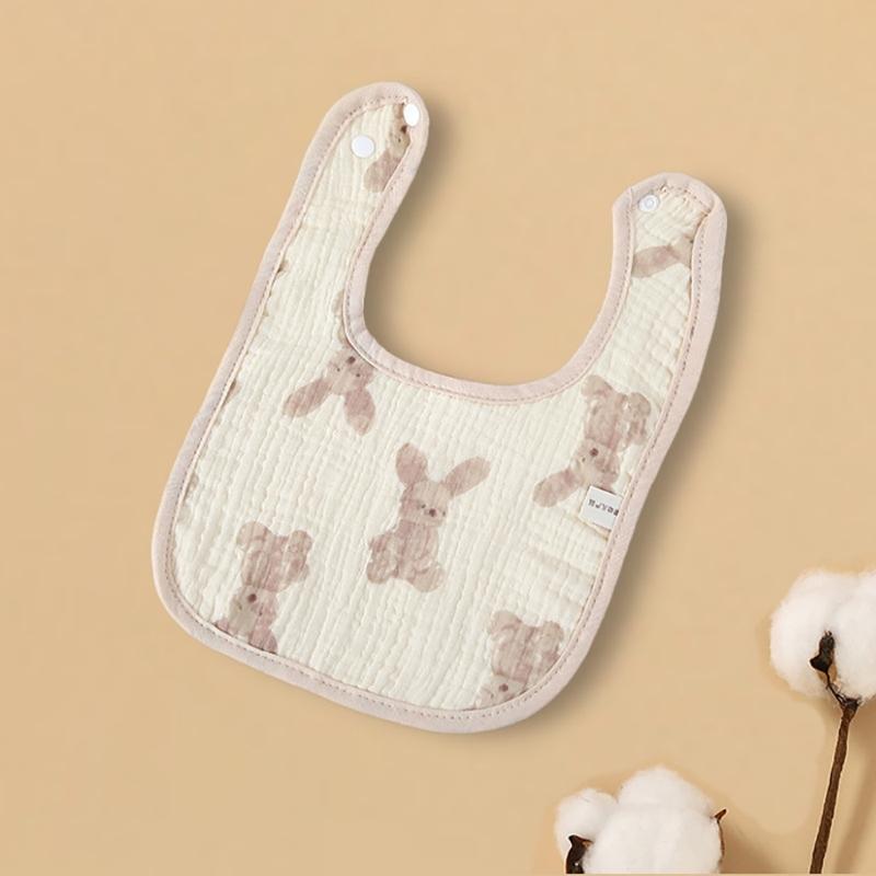 Soft & Absorbent Cotton Baby Drool Bibs 4 Layers Newborn Bibs Rabbit Lemon Pattern Baby Burp Cloth Suitable for Newborns