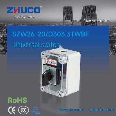 Универсальный 3-позиционный поворотный переключатель Zhuochao SZW26-20/D303 в защитной коробке