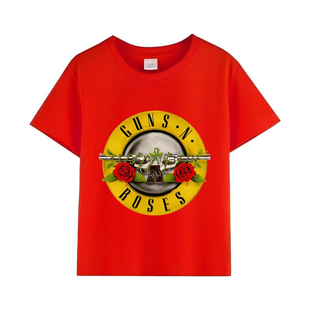 Модная детская футболка с принтом Rock Band Gun N Roses, одежда для девочек, летняя хлопковая футболка с коротким рукавом для мальчиков, детская одежда