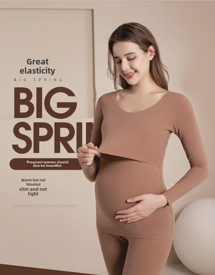 Термобелье для беременных и кормящих мам: Одежда из бархата больших размеров для послеродового периода и кормления на осень/зиму