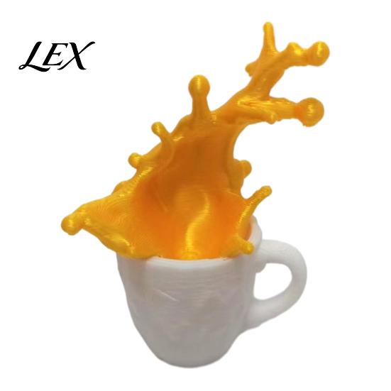 3D Printed Home Decor Spilling Coffee Mug Figurine, Splash Cup Sculpture, Creative Artistic Theme Gifts Tabletop for Office Desktop, Gift Lovers Art