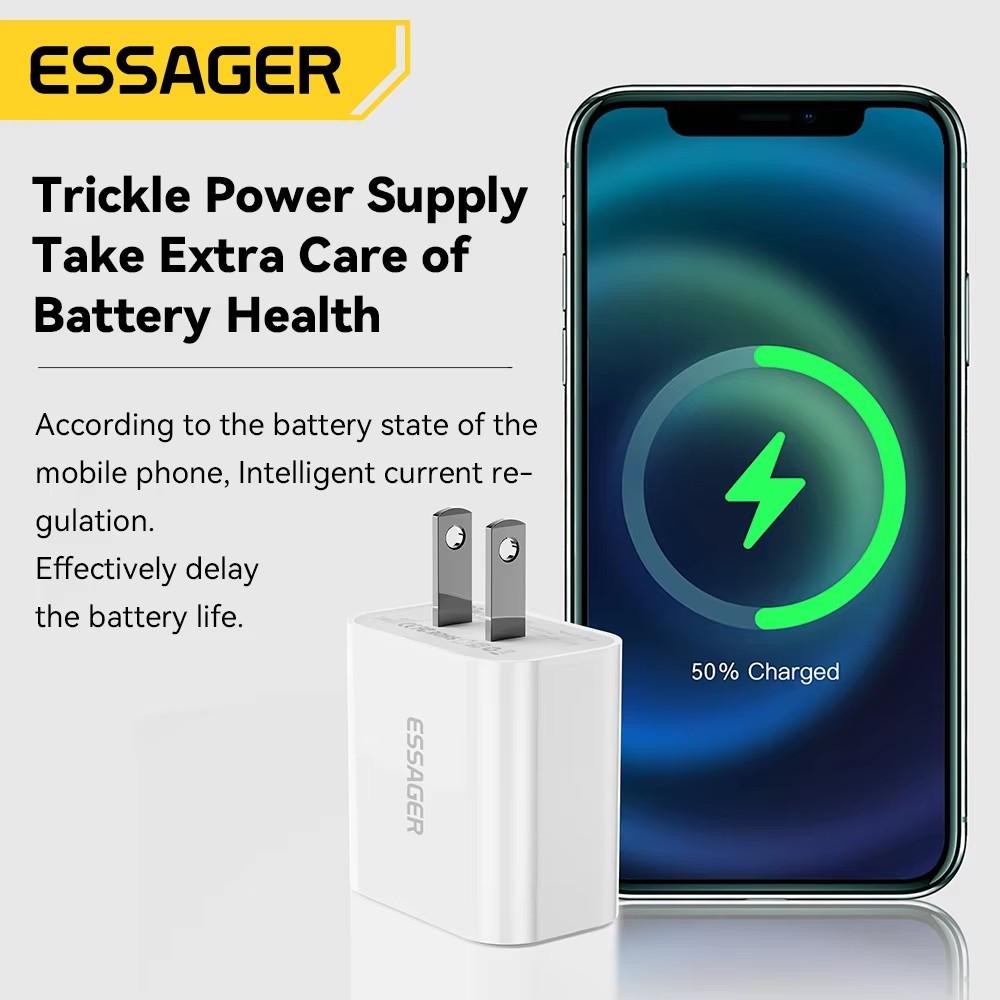 Essager Зарядные устройства с кабелем Lightning для iPhone PD 20 Вт USB C Комплект зарядного устройства для iPhone 14 13 12 iPad Pro Max Комплект быстрой зарядки Type C