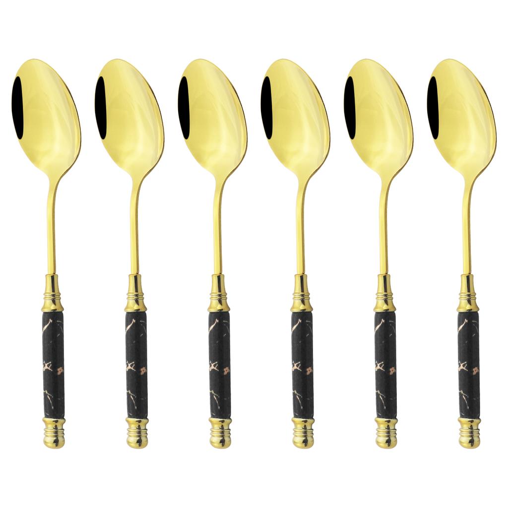 Креативная керамическая ручка, кухонные аксессуары, набор обеденных ложек с имитацией мрамора, ложка из нержавеющей стали, посуда