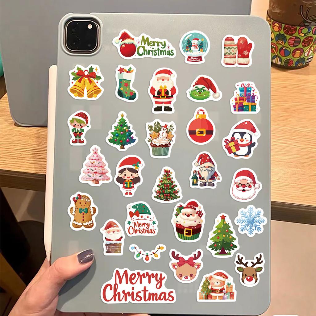8 Santa Claus Collage Hand-on DIY Decoration Handbook Mobile Phone Case Decoration Party Waterproof Stickers
