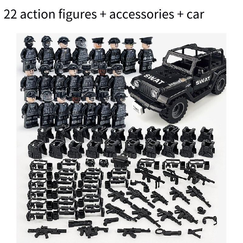 Military Action Figure Police Swat Black Special Forces Building Block Set For Kids