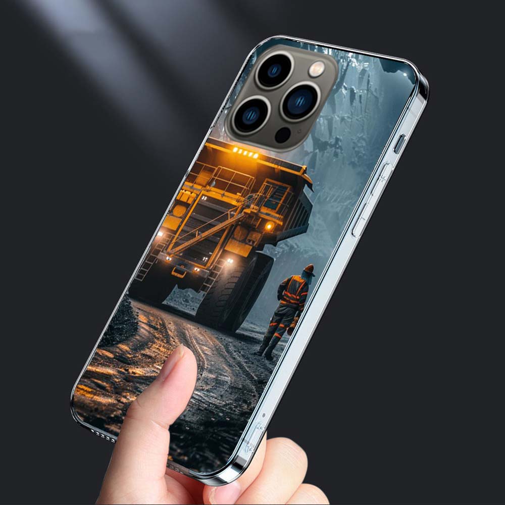 Heavy Duty Dump Truck Equipment Inspection Phone Case For Iphone 16E 15 Pro 14 Plus 17E 16 17 Pro Max Air 11 12 13 Mini Cover