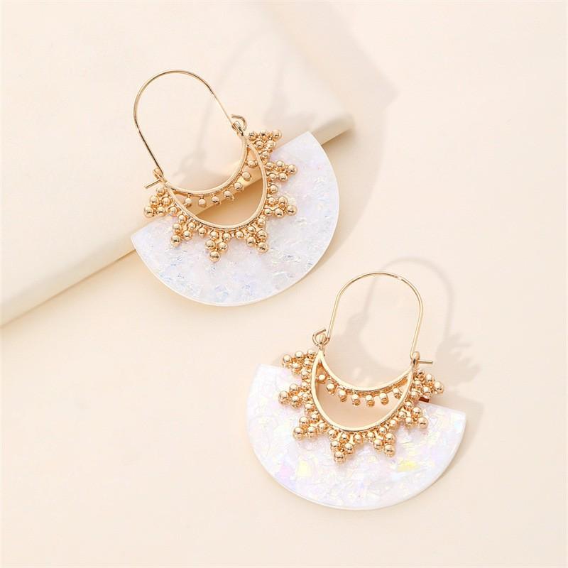 Colorful Fan-shaped Earrings for Women with a Simple and Personalized Temperament Earrings with Various Shapes and Studs Aluminium