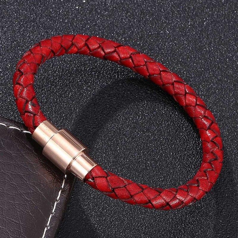 Модный браслет из натуральной плетеной кожи, мужской браслет для женщин, ювелирные изделия, кожаный браслет с застежками