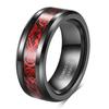 8MM Tungsten Steel Ring with Dragon Design Inlaid Stainless Steel Smooth Finish Mens Jewelry