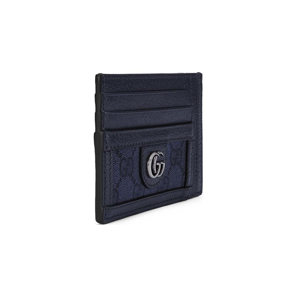Gucci Ophidia Double G Logo Palladium Tone Accessories Canvas And Leather Card Holder Men Card Holder Blue Dark-Blue 732018-UULBN-4055