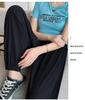 Petite Ice Silk Drawstring Sweatpants, Women's Summer Thin Lantern Style, Mosquito-Proof, Cuffed for Cool Comfort.