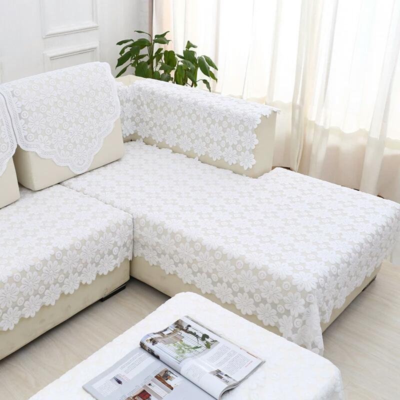 Кружевной клетчатый чехол для дивана House De Canape, полый белый диван Manta Para, секционный диван, тканевые чехлы с вышивкой, эластичное полотенце
