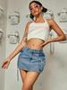 Rose Beauty A Женская однотонная летняя модная и сексуальная рабочая джинсовая юбка с карманами джинсовая мини-юбка