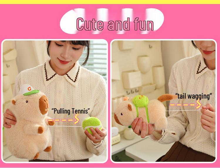 Плюшевая игрушка Капибара Сопливый Мишка: Милый брелок для бейсболки с браслетом на кнопке