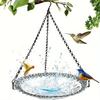 Heavy-Duty Outdoor Bird Bath Water Feeder with Rust-Proof Black Chains Hanging Bird Bath Hummingbird Feeder