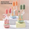 Cleaning Brush Set with Angle Neck Cleaner Flat Cap Scraper Nipple Brush Heat-Resistant Silicone Bristles Straw Cups Cleaning Brush