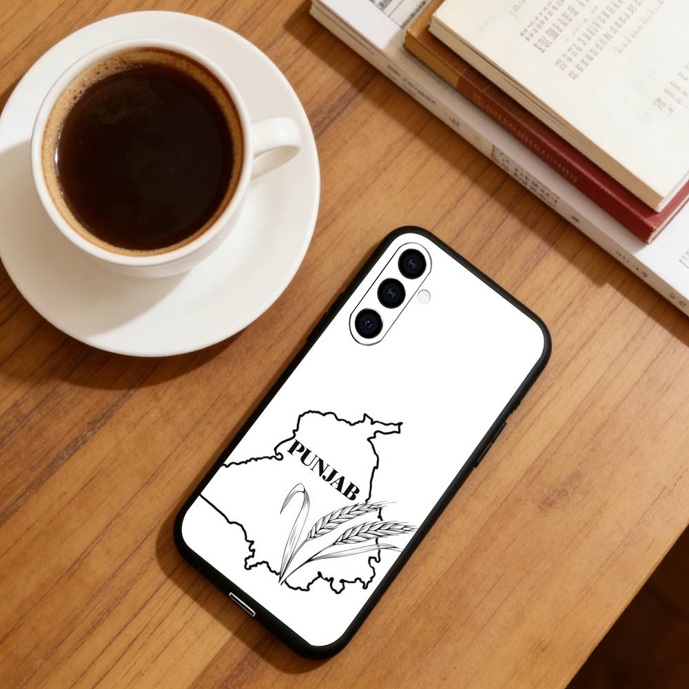 Карта Пенджаба Чехол для телефона для Samsung Galaxy A73,A72,A71,A70,A53,A52,A51,Другие Мягкий Черный Чехол