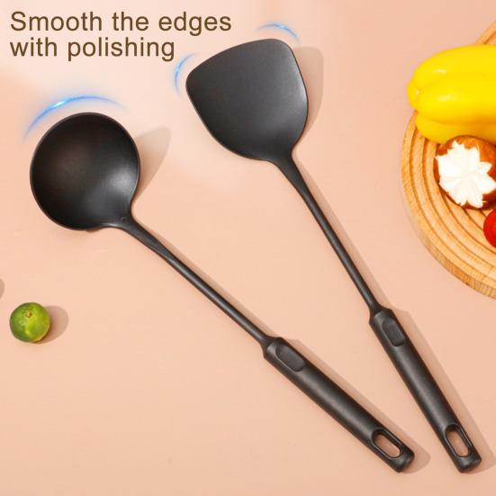 Wok Spatula And Ladle Set Extended Handle Spatula Smooth Edges Soup Spoon Scratch-free Cooking Utensil