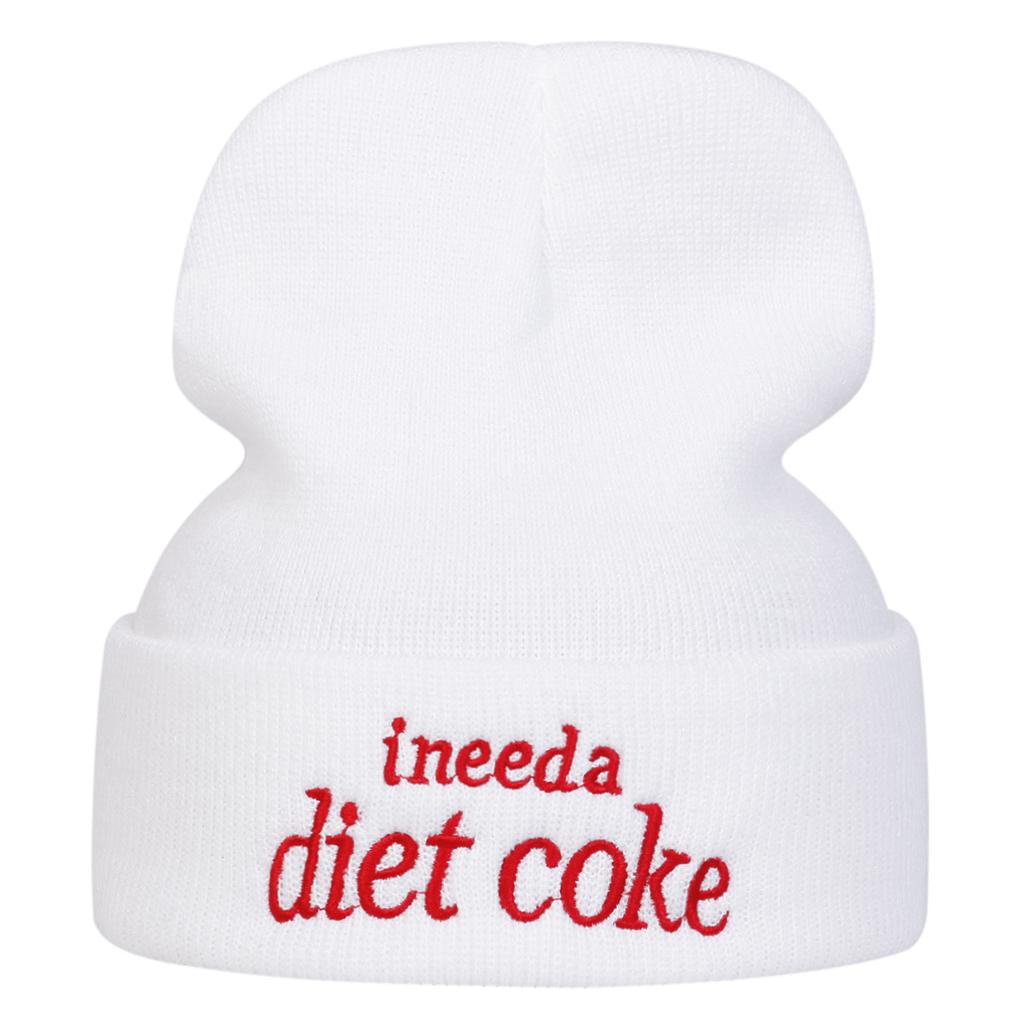 Letter INEEDA DIET COKE Embroidered Knitted Hat Men and Women Outdoor Windproof Cap Cotton Hip-Hop Hats Autumn and Winter Caps