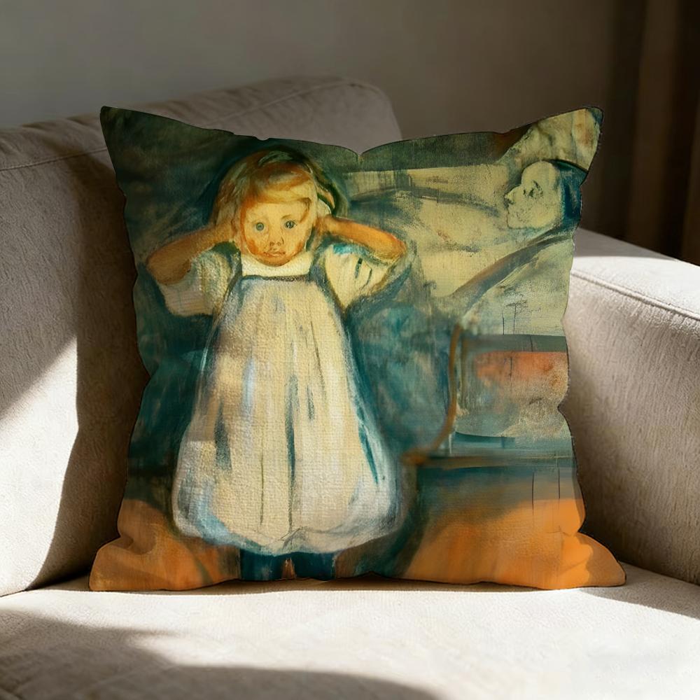 E-Edvard M-Munch Pillow Case Pillowcase, Double-Sided Printed, Sofa Cushion, Bedroom Headboard Pillow