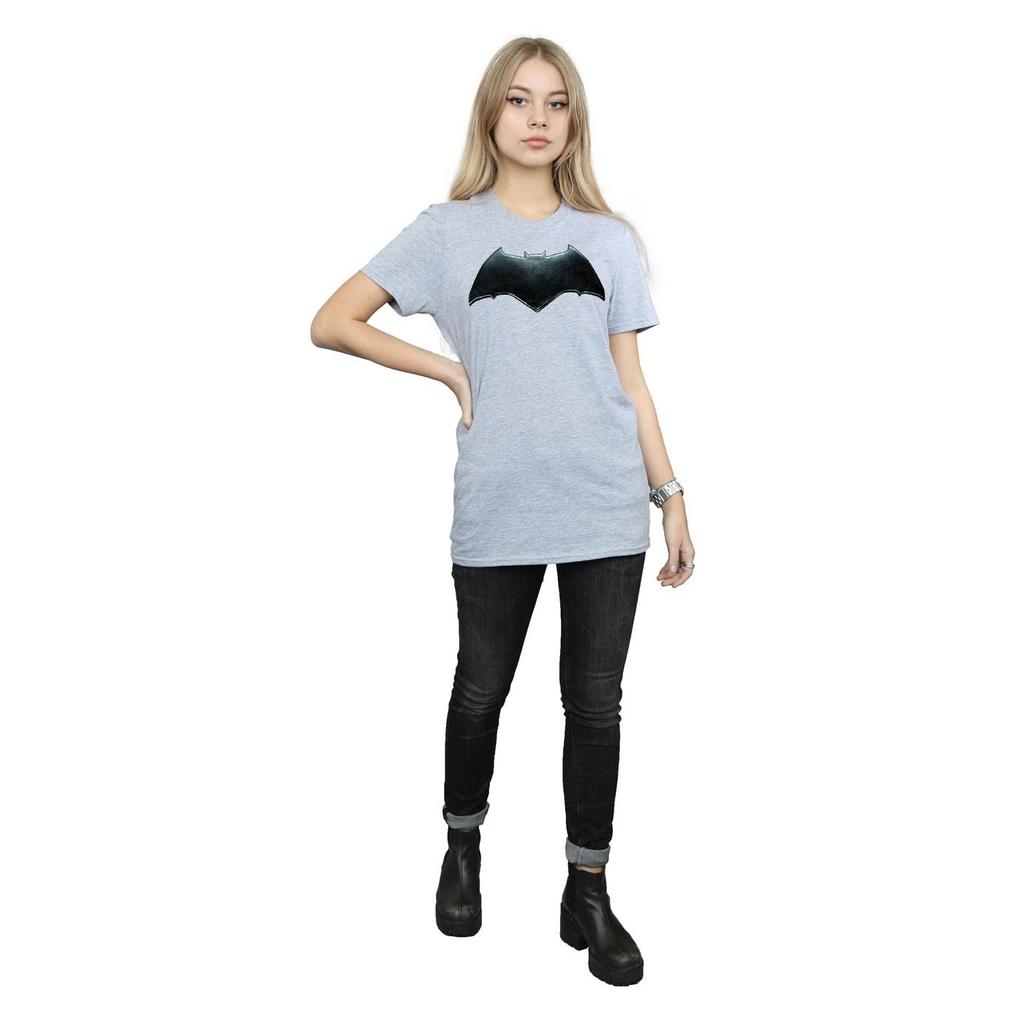 DC Comics Womens/Ladies Justice League Movie Batman Emblem Cotton Boyfriend T-Shirt