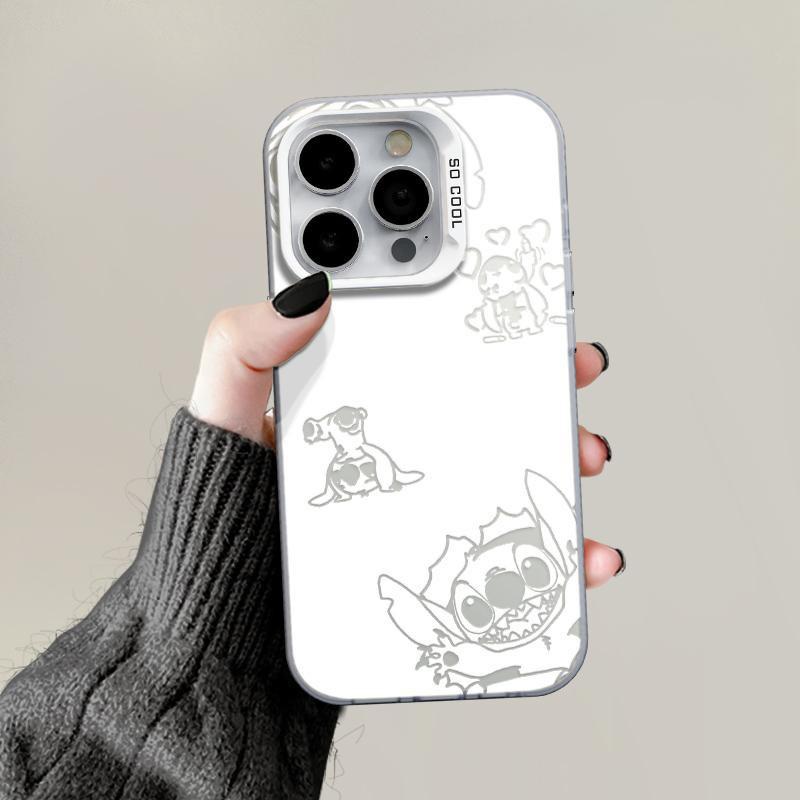 New Cartoon Stitch iPhone 18 Pro Max Case, Cute Color Silver IMD Drop-Proof Protective Case