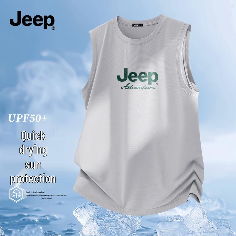 Jeep Мужская летняя дышащая спортивная майка из ледяного шелка 2026