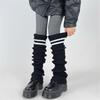 Women Thicken Ribbed Knit Leg Warmer Preppy Style Double Striped Leg Covers Snow Boot Cuffs Over Knee Stacked Long Socks