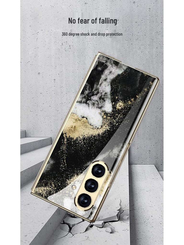 Складывающийся чехол Samsung Z Fold7 Мрамор: Стильная и модная стеклянная крышка для женщин