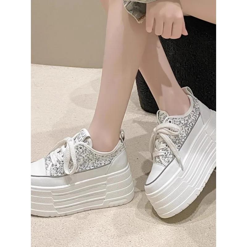 Модные блестящие кожаные балетки, повседневные кроссовки для папы, массивные кроссовки, женская платформа, спортивная обувь, женская обувь для скейтборда, обувь на скрытом каблуке, теннис