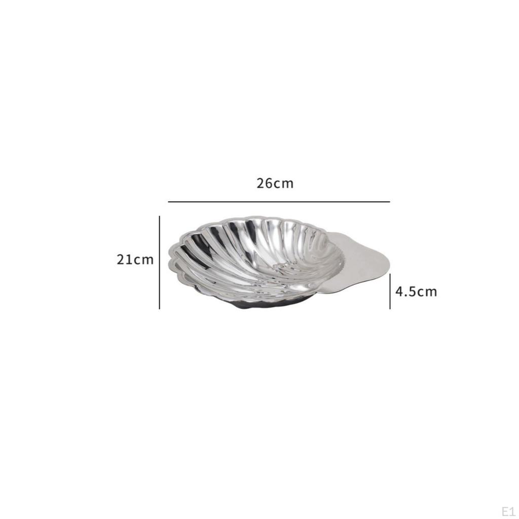 Shell Tray Mirror Finish Stainless Steel Decorative Fruit Bowl with Flat Rim for Homeowners,