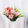 33cm 7Heads Hot Water Grass Home Ornament Lilies Bouquet Persian Leaf Fake Lily Artificial Flowers