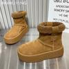 Fur Platform Women Flats Snow Ankle Boots Suede Short Plush Designer Cotton Shoes 2025 Trend Warm Casual Winter Botas De Mujer