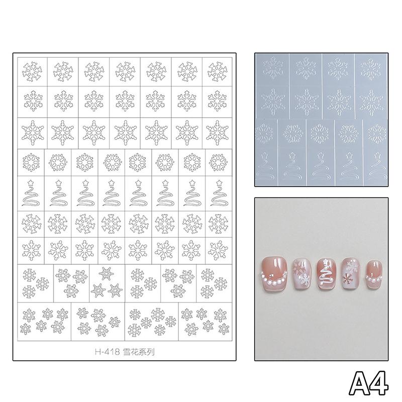Airbrush Stencil For Nails Winter Snowflake Snow Tree Christmas Decors Hollow Nail Stickers Airbrush French Manicure Tips